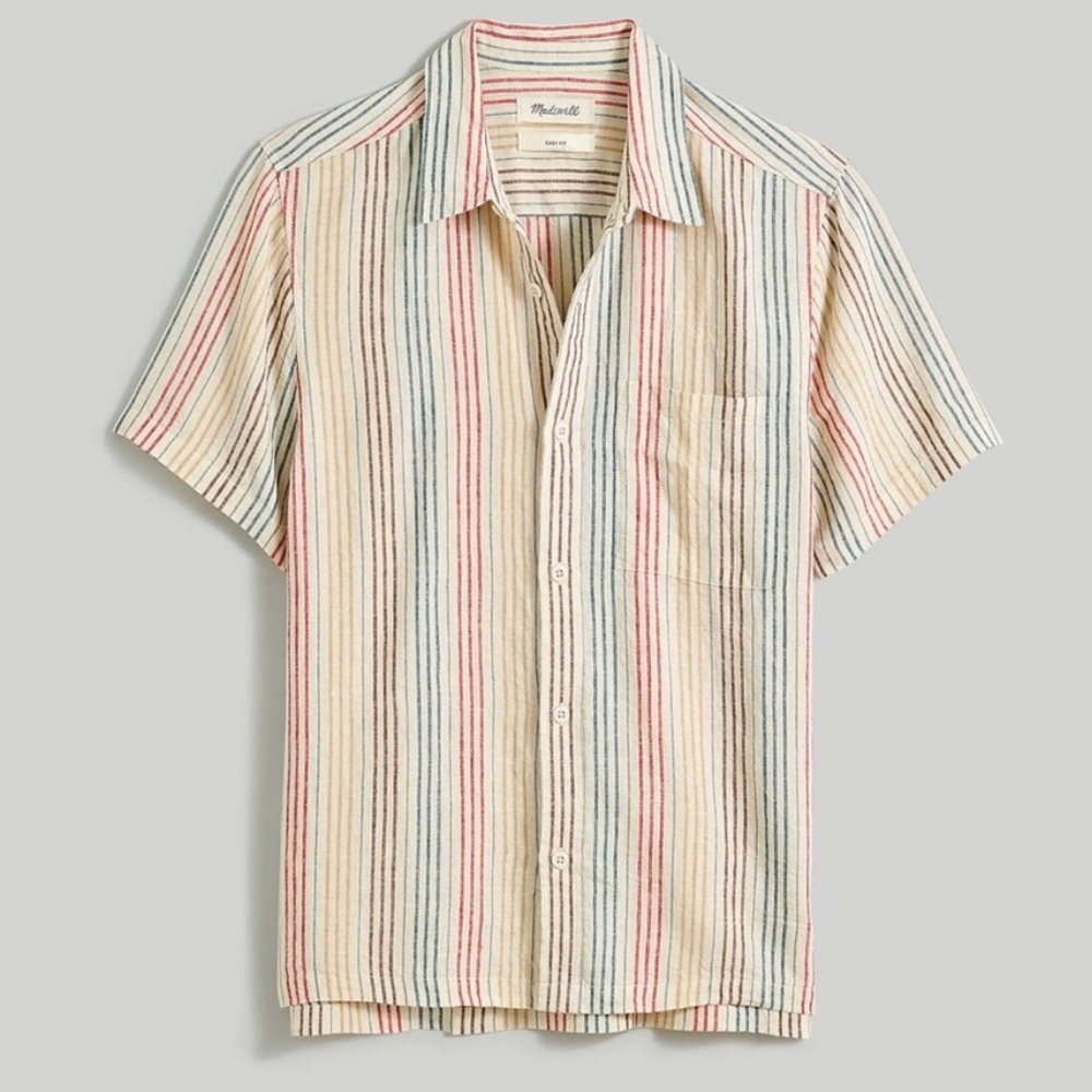 NWT Madewell men easy short sleeve shirt in multi-stripe size XL